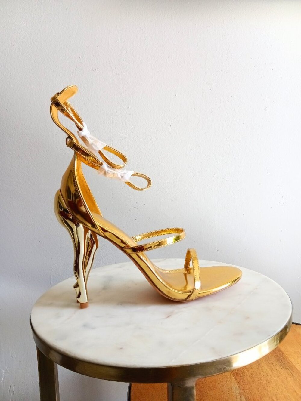 Liliana Metallic Gold High Heel - Ankle Strap Pumps